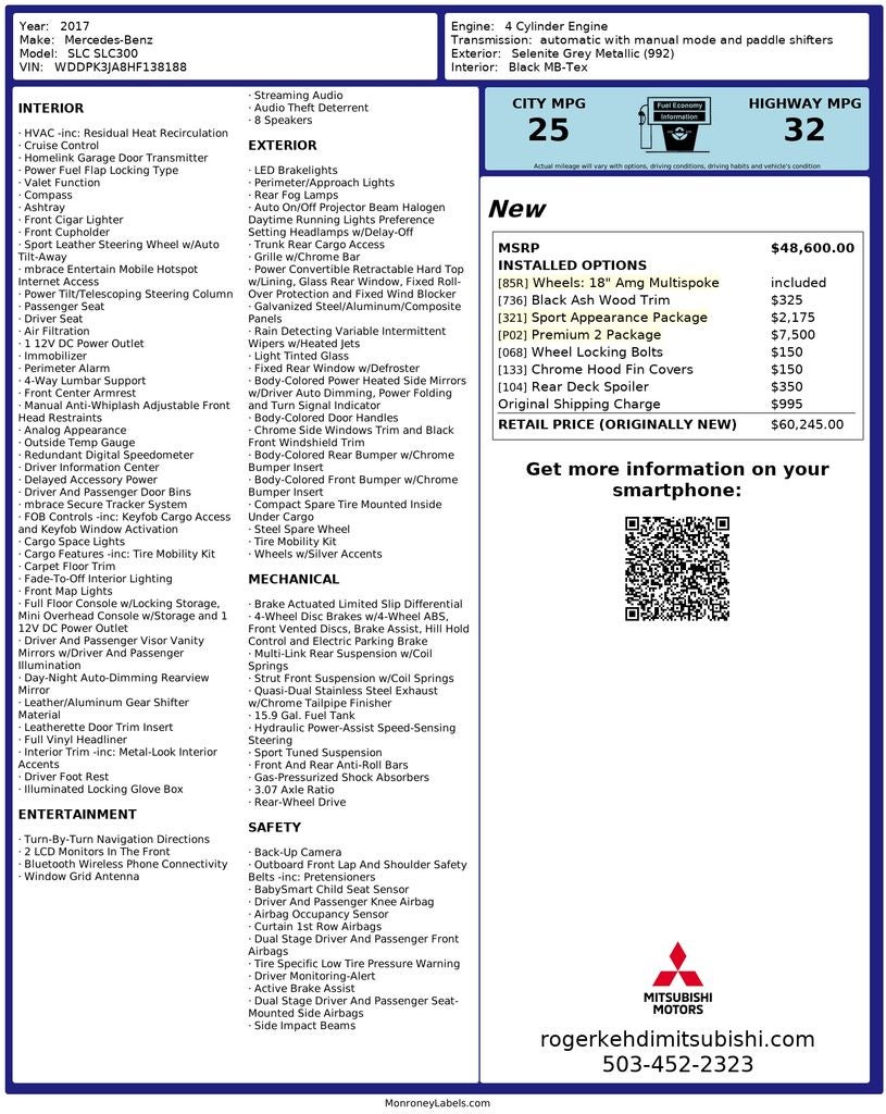 2017 Mercedes-Benz SLC SLC 300